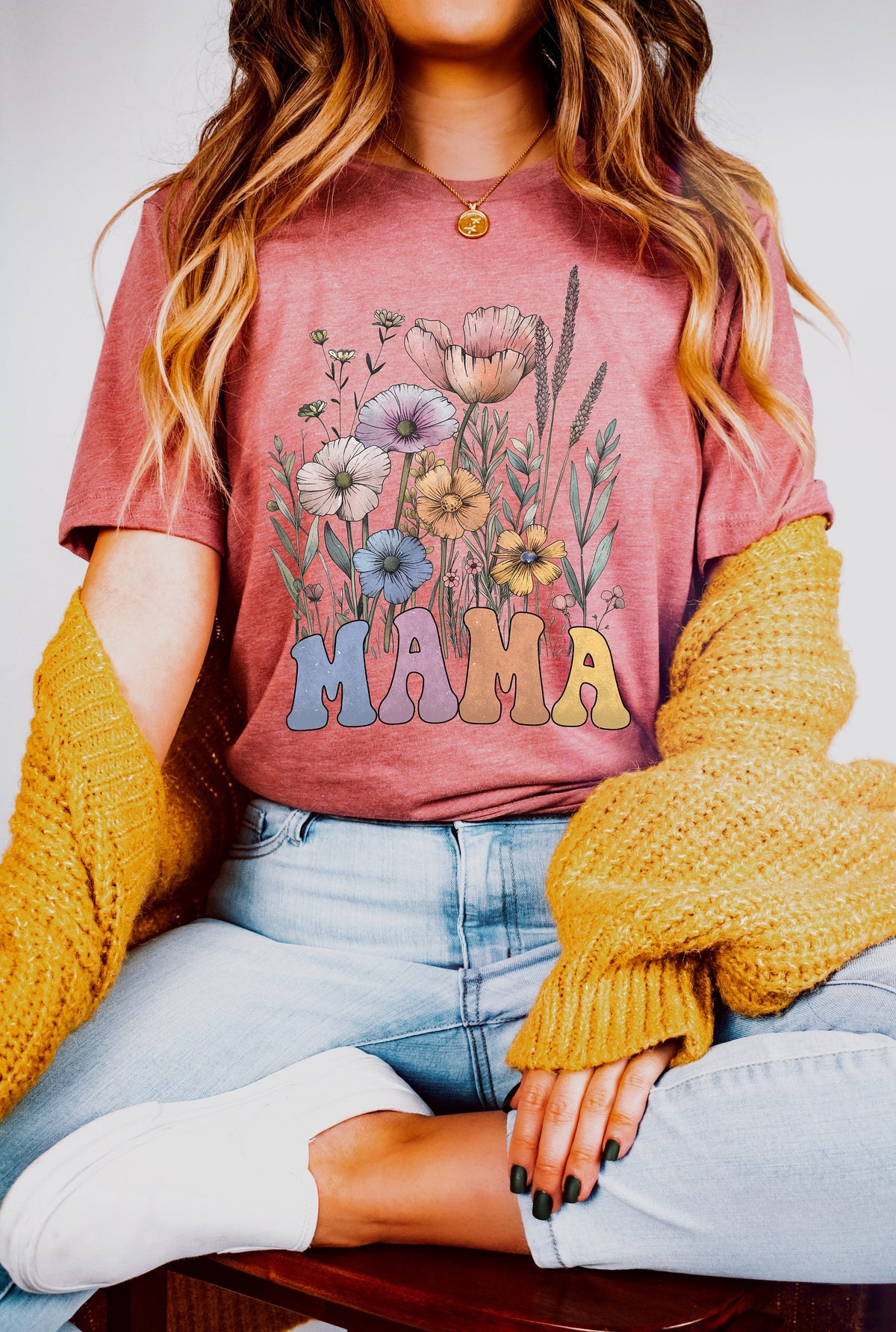 Wildflower Mama Shirt: Floral Boho Retro Mom Tee