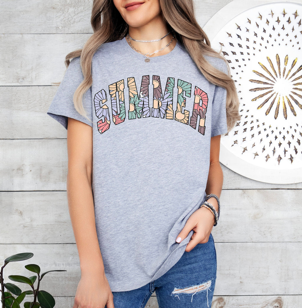 Floral Summer Tee: Retro Sunshine Vibes Shirt