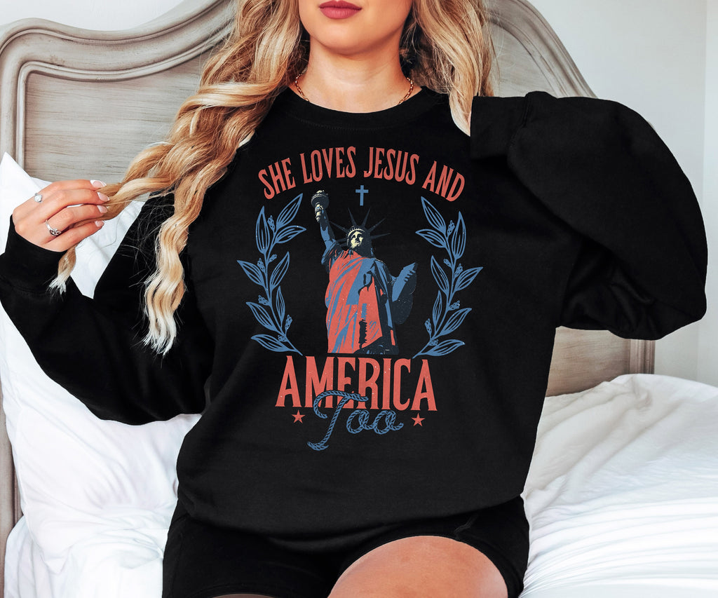 Loves Jesus And America Too Shirt - Patriotic 4th of July Tee