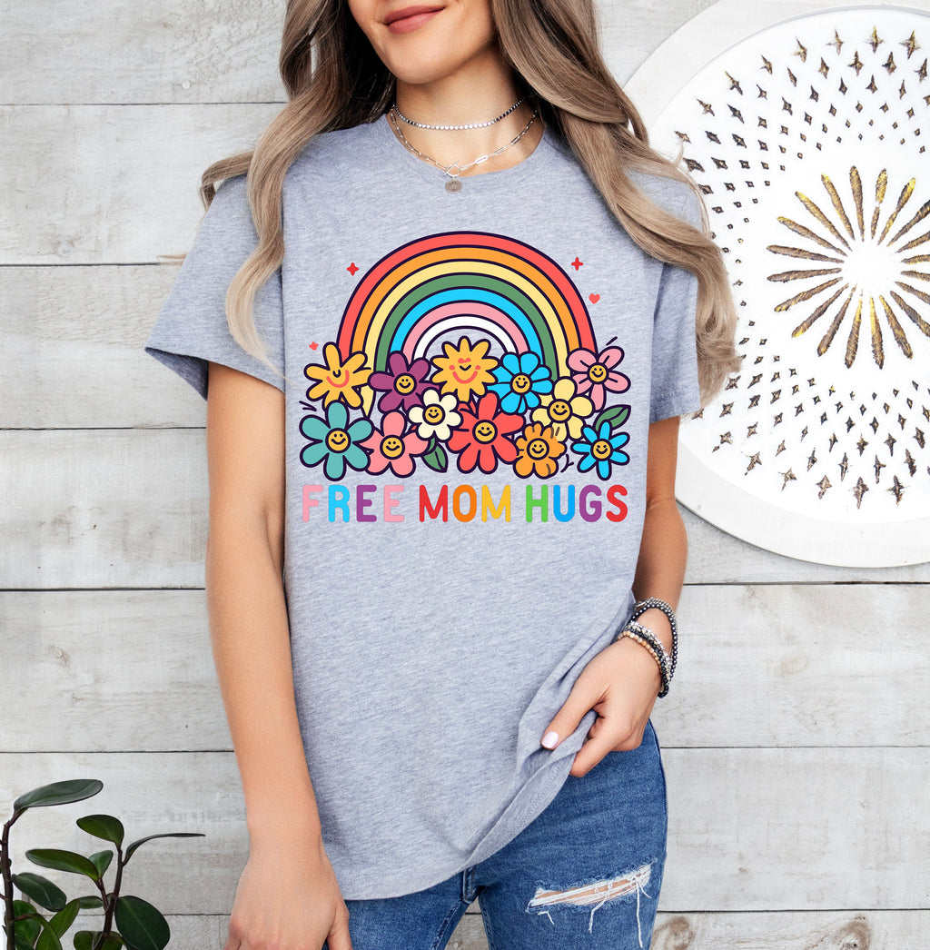 Free Mom Hugs T-Shirt: Rainbow Pride LGBTQ Proud Parent Tee