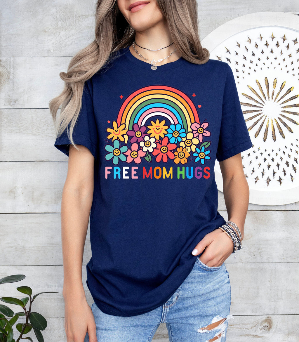 Free Mom Hugs T-Shirt: Rainbow Pride LGBTQ Proud Parent Tee