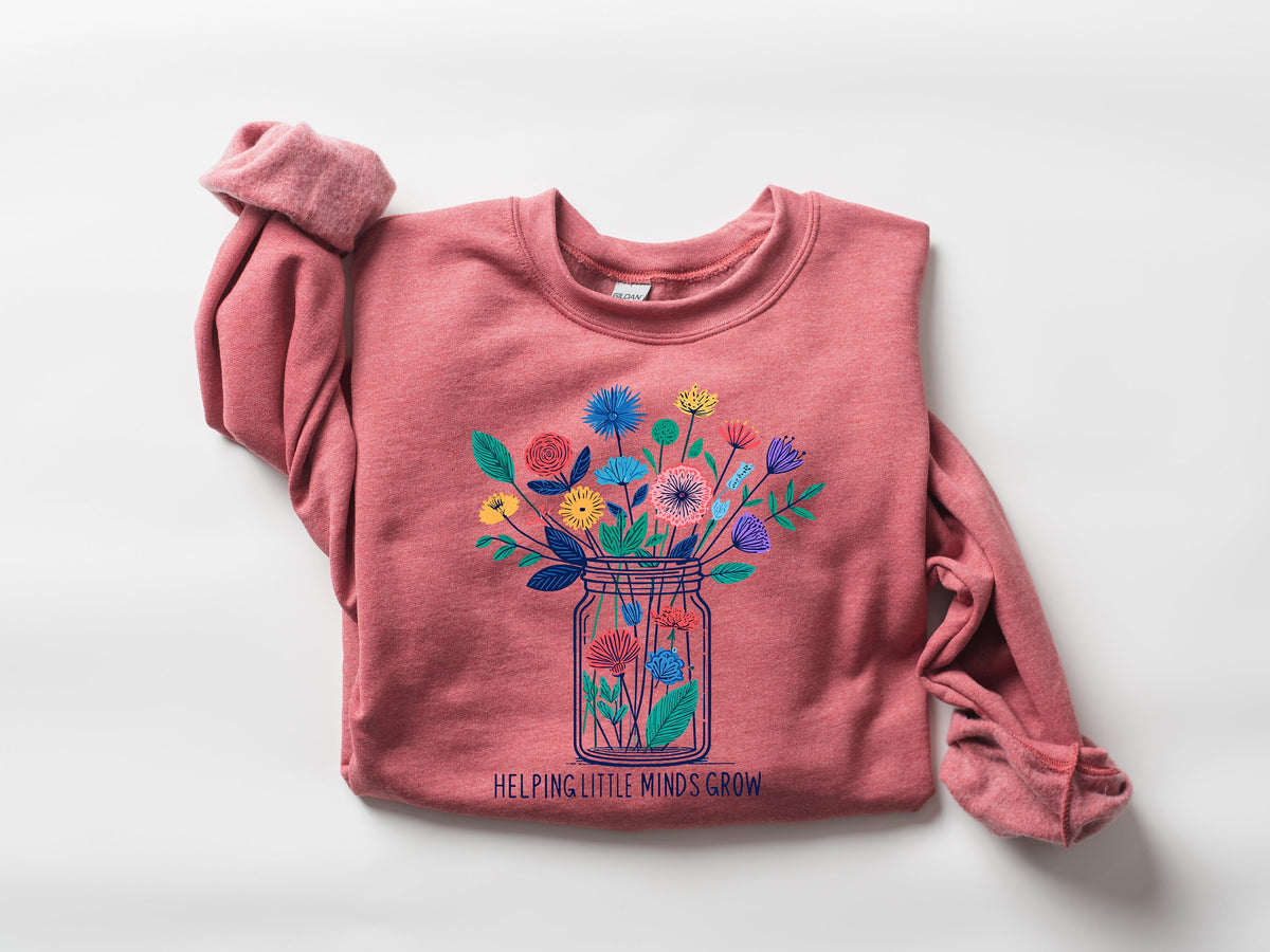 Floral Teacher Shirt: Helping Little Minds Grow, Educator Gift
