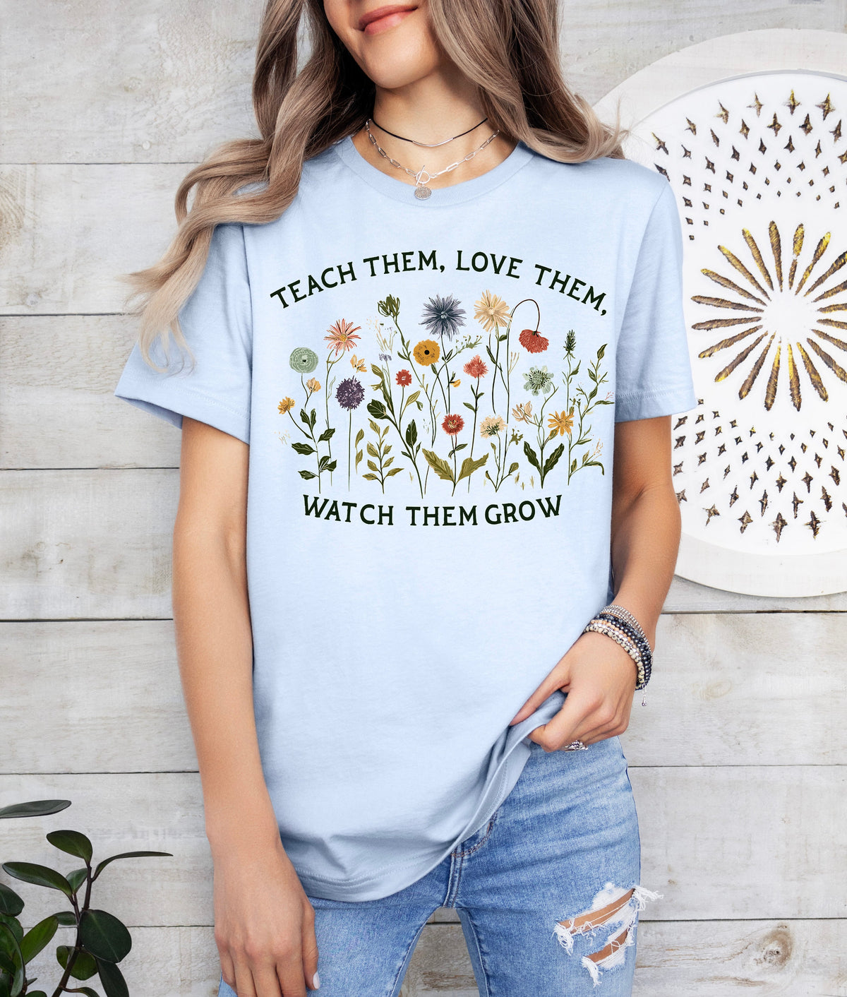Teacher Flower Shirt: Teach Love Grow, Special Education Gift