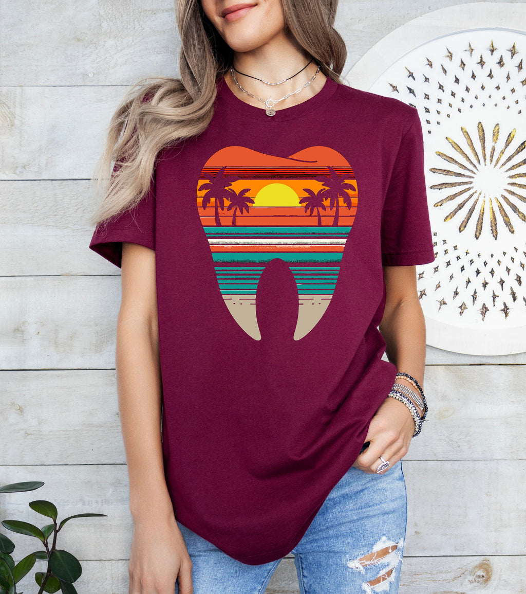 Summer Sunset Dental T-Shirt: Dentist, Hygienist Gift