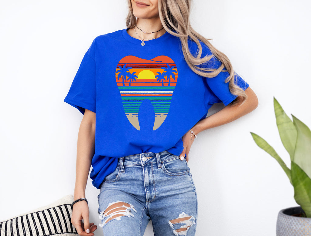 Summer Sunset Dental T-Shirt: Dentist, Hygienist Gift