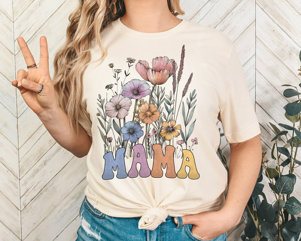 Wildflower Mama Shirt: Floral Boho Retro Mom Tee