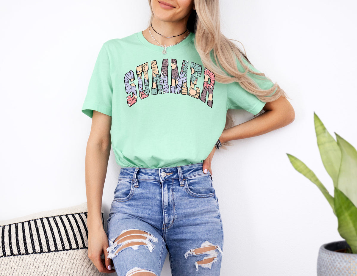 Floral Summer Tee: Retro Sunshine Vibes Shirt