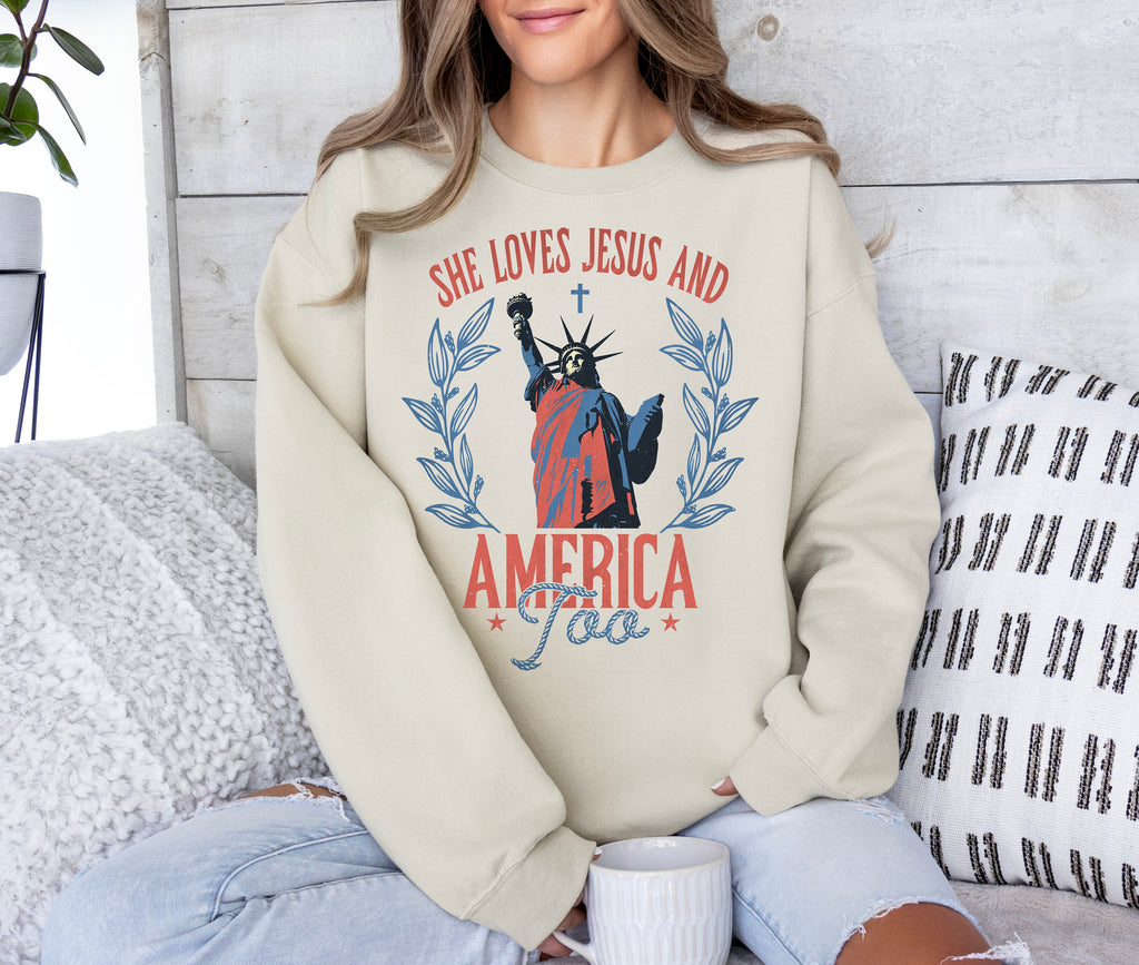 Loves Jesus And America Too Shirt - Patriotic 4th of July Tee