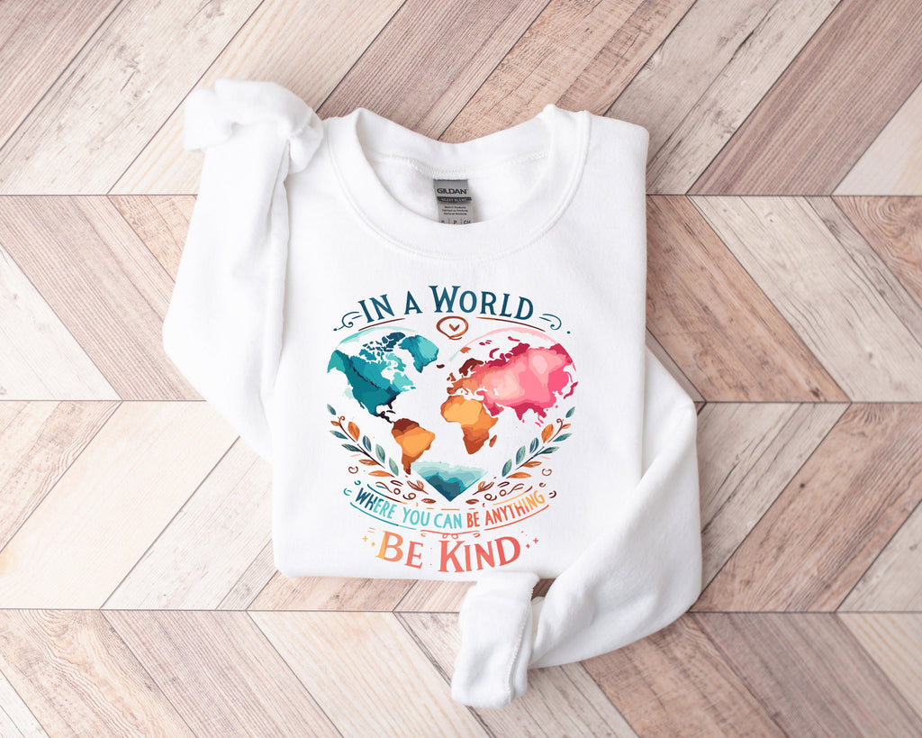 Watercolor Be Kind Shirt: World Map Kindness Tee