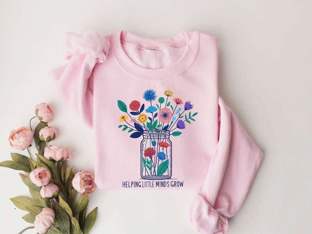 Floral Teacher Shirt: Helping Little Minds Grow, Educator Gift