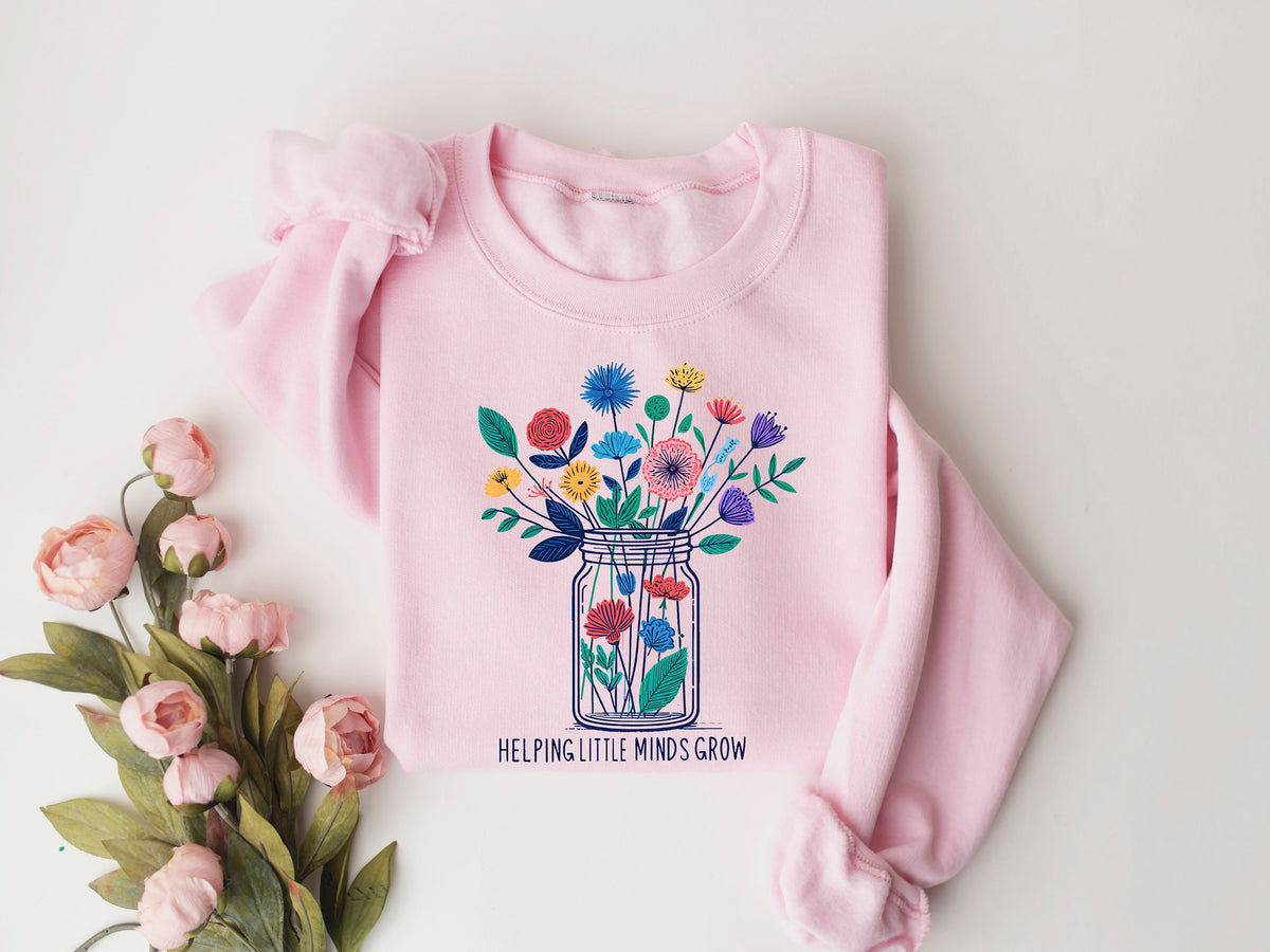Floral Teacher Shirt: Helping Little Minds Grow, Educator Gift