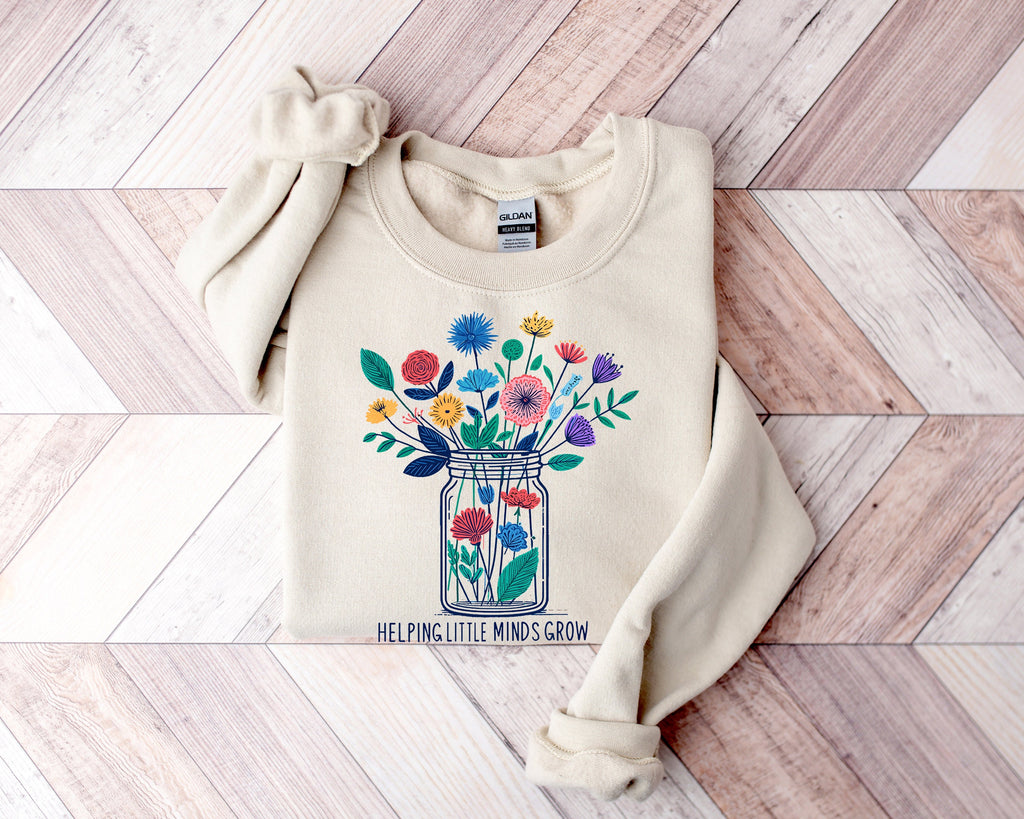 Floral Teacher Shirt: Helping Little Minds Grow, Educator Gift