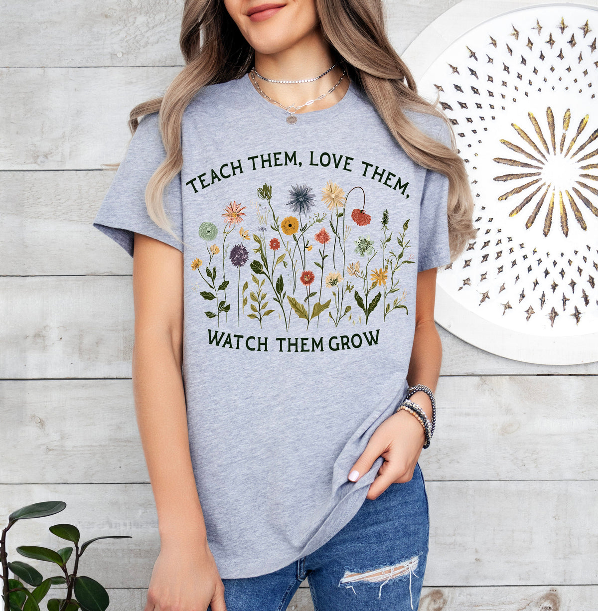 Teacher Flower Shirt: Teach Love Grow, Special Education Gift
