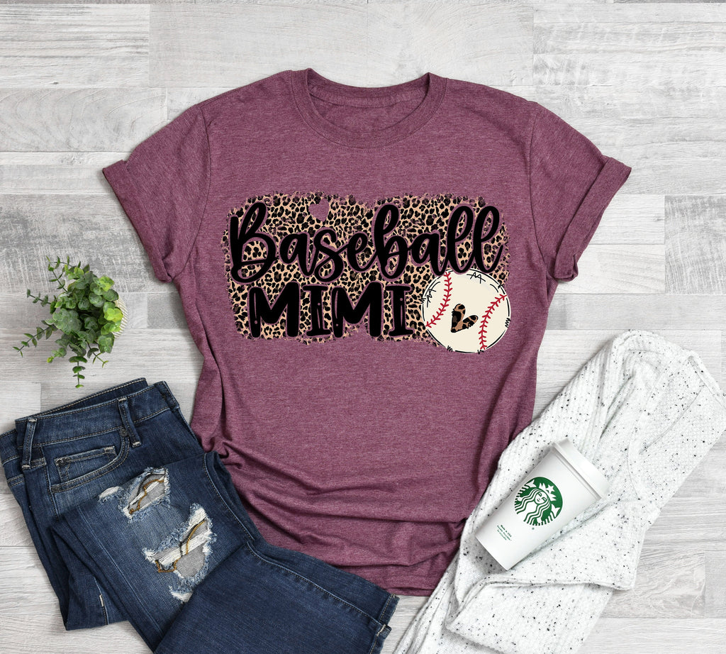 Leopard Baseball Mimi Shirt: Personalized Sport Mom Tee