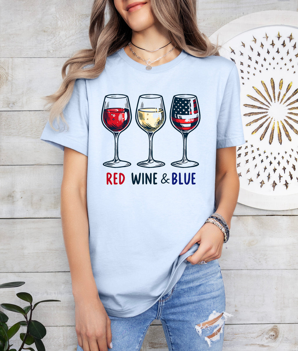 Red Wine & Blue 4th of July Shirt: Patriotic Independence Day Tee