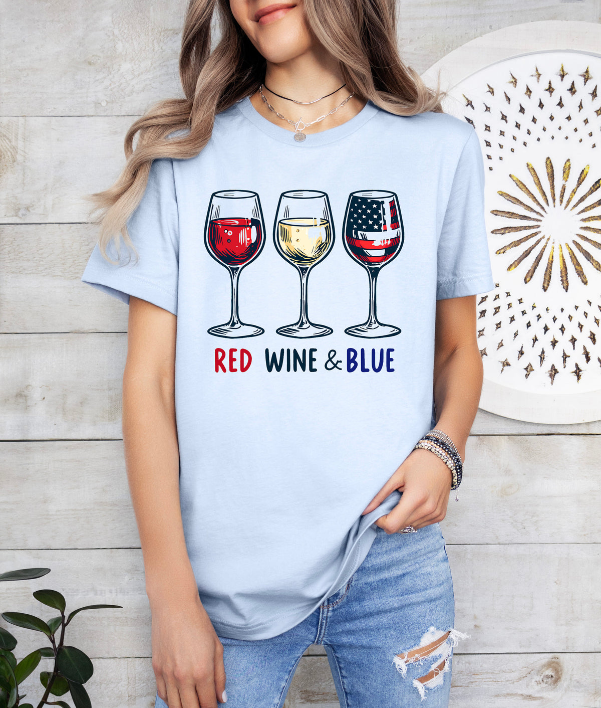Red Wine & Blue 4th of July Shirt: Patriotic Independence Day Tee