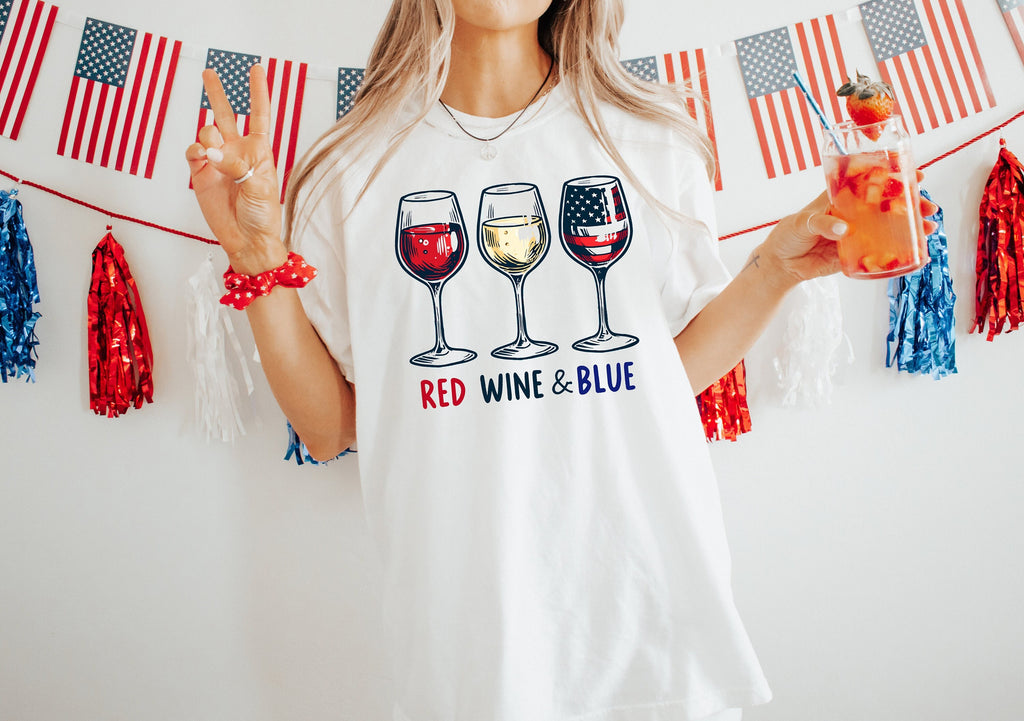Red Wine & Blue 4th of July Shirt: Patriotic Independence Day Tee