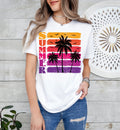 Retro Palm Tree Sunset Shirt: Women's Summer Vacation Tee