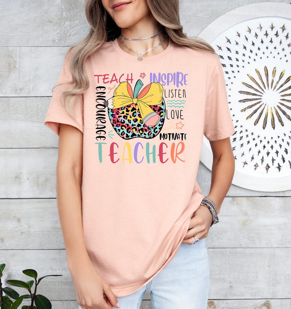 Leopard Apple Teacher Shirt: Back To School Appreciation Gift