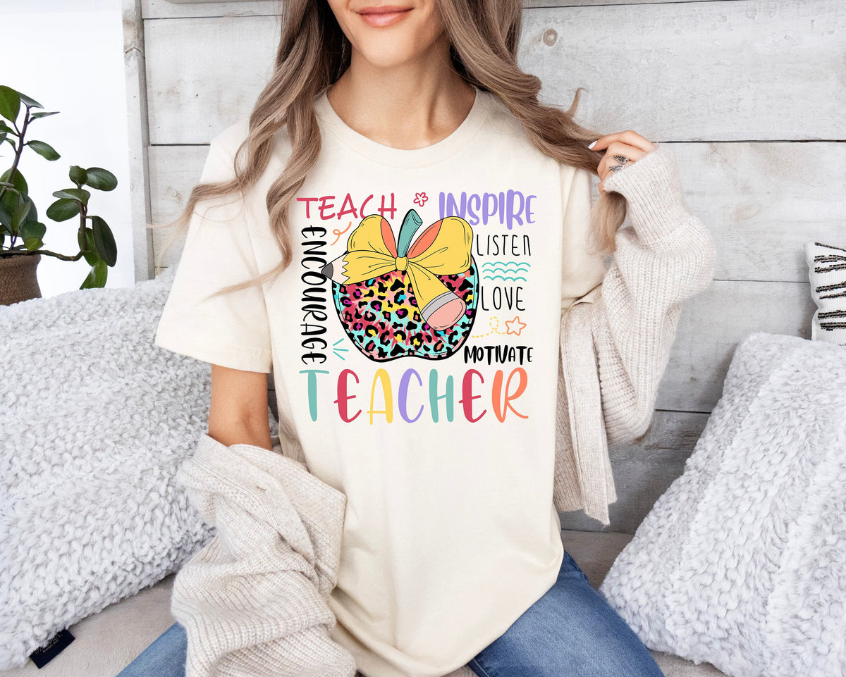 Leopard Apple Teacher Shirt: Back To School Appreciation Gift
