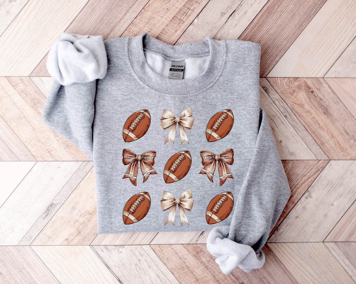 Retro Football Bow Sweatshirt: Game Day Mom Shirt