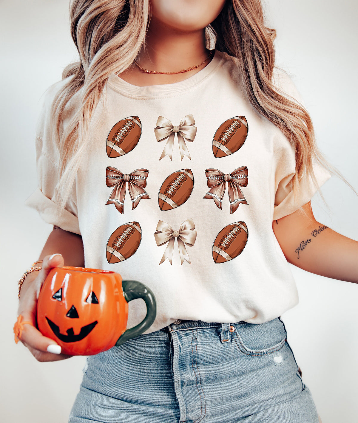 Retro Football Bow Sweatshirt: Game Day Mom Shirt