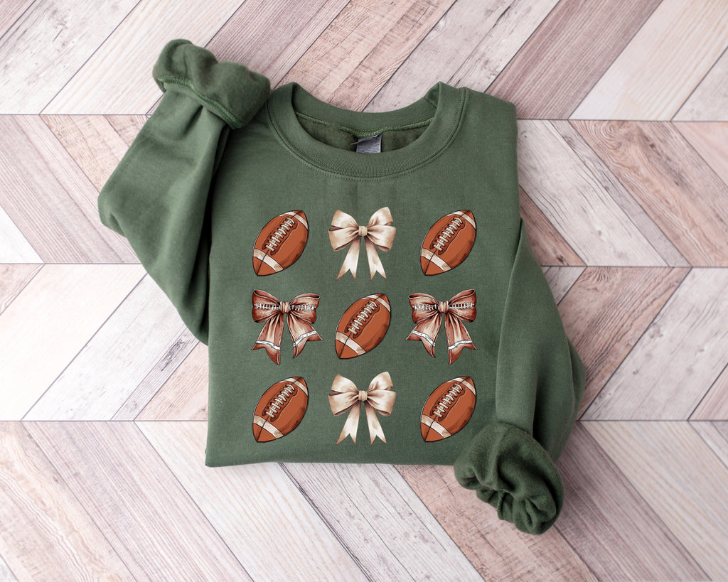 Retro Football Bow Sweatshirt: Game Day Mom Shirt