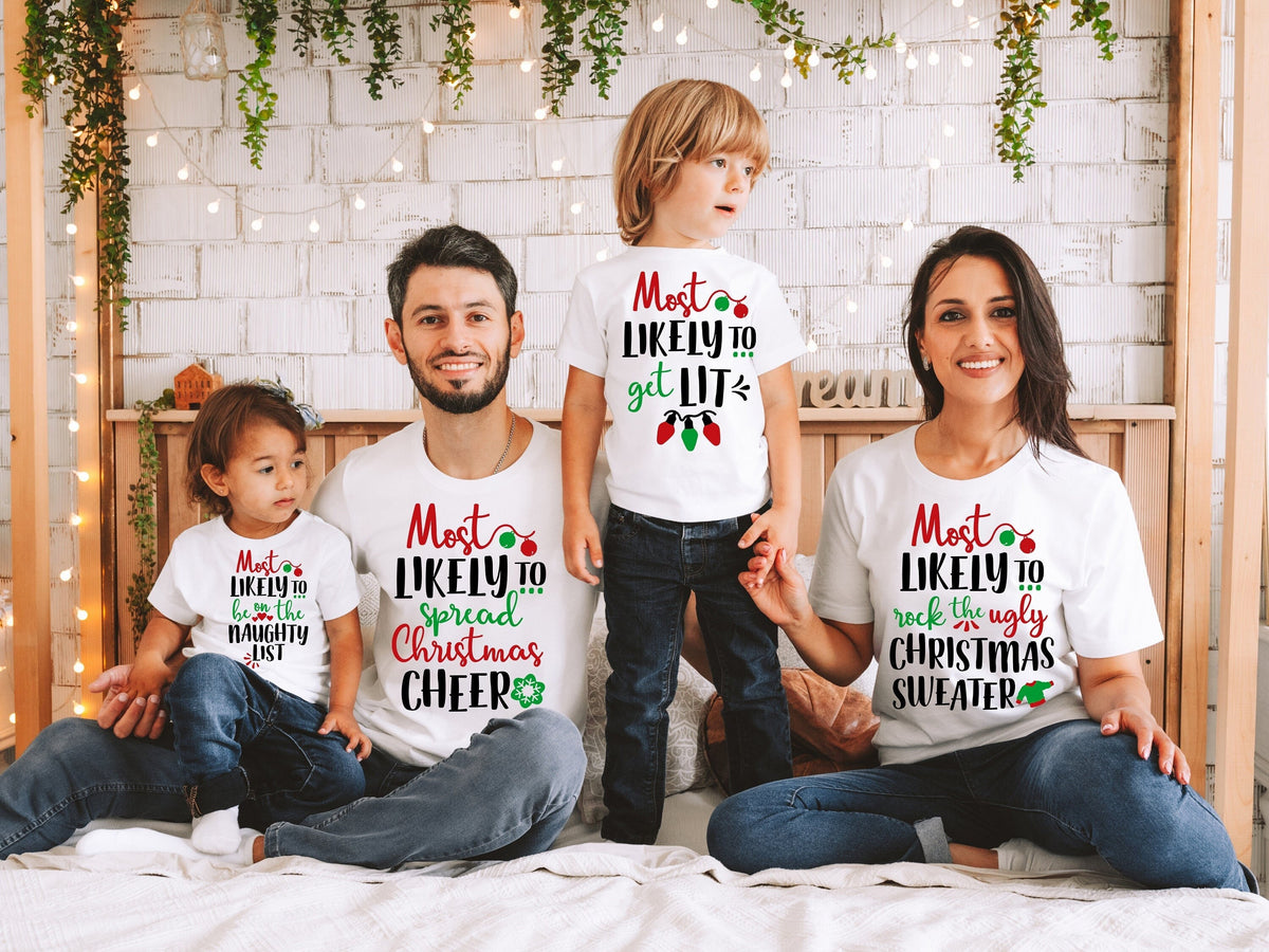 Custom 'Most Likely To' Christmas Shirt: Matching Family Tee