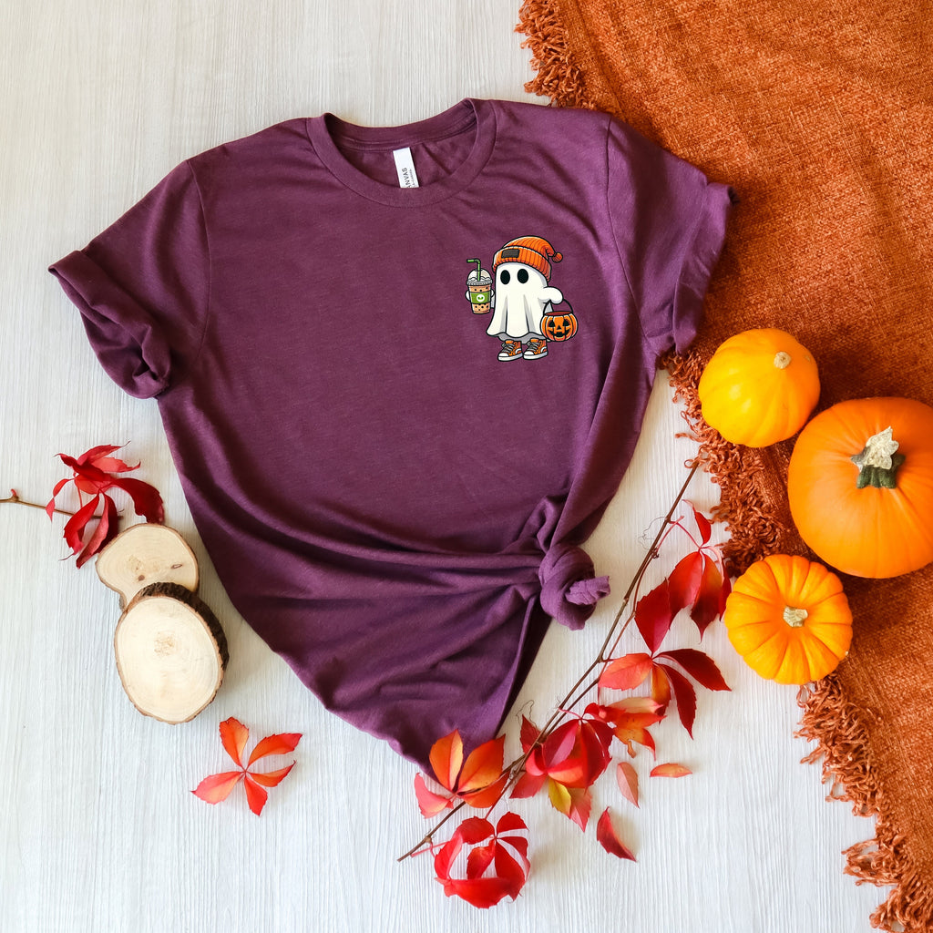 Little Ghost Ice Coffee Halloween Sweatshirt - Women's Fall Shirt