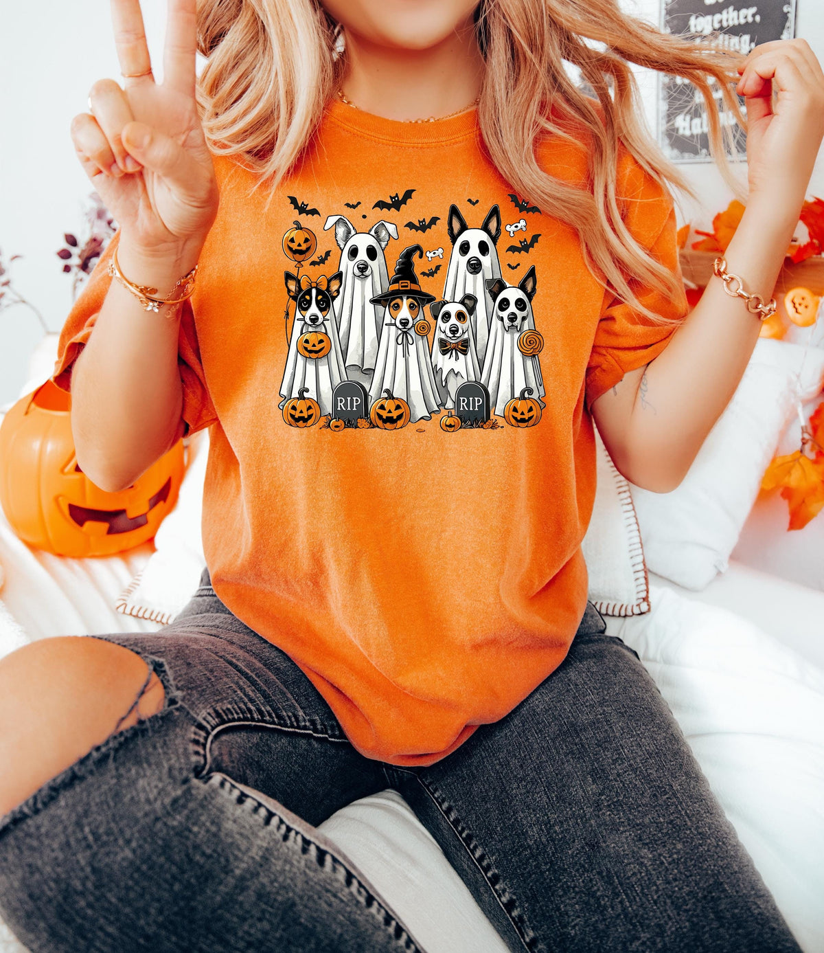 Ghost Dogs Halloween Shirt, Cute Fall Tee, Mom Halloween