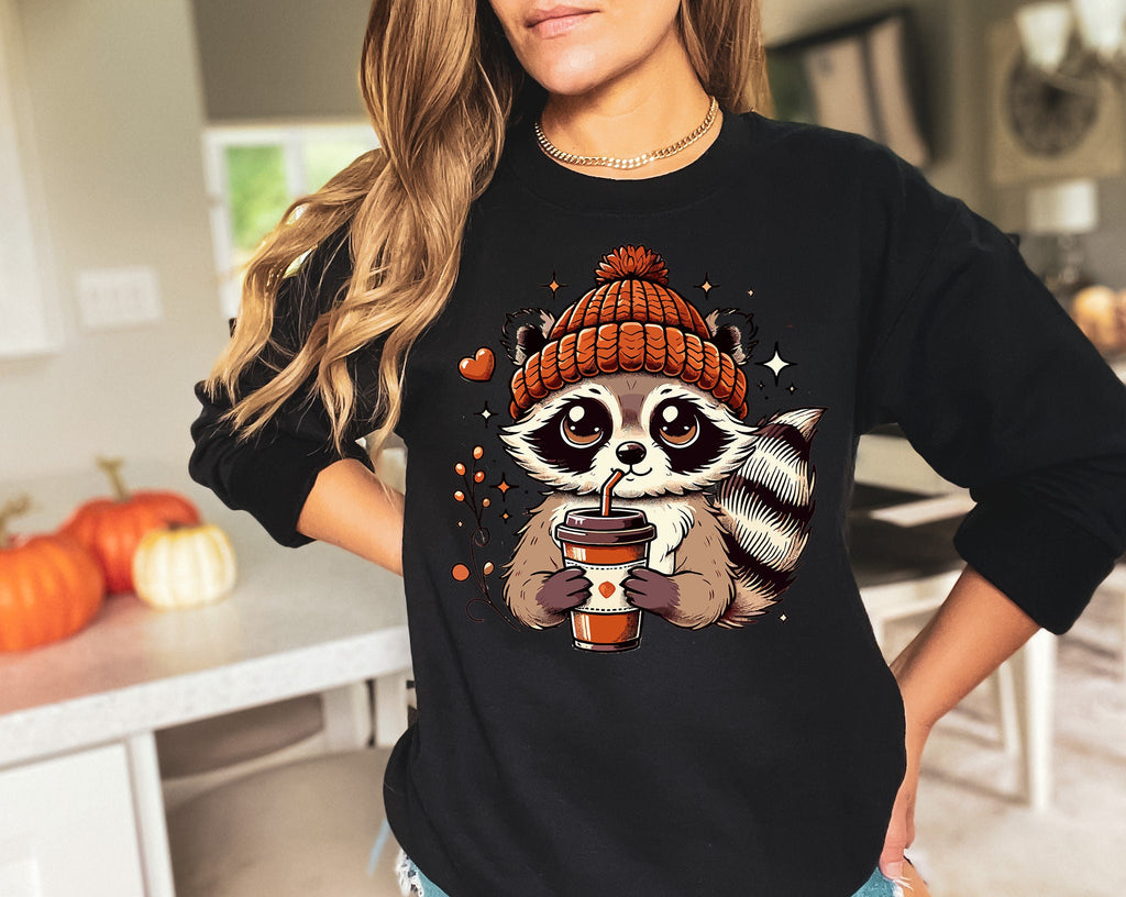 Retro Fall Raccoon Shirt: Funny Autumn Graphic Tee