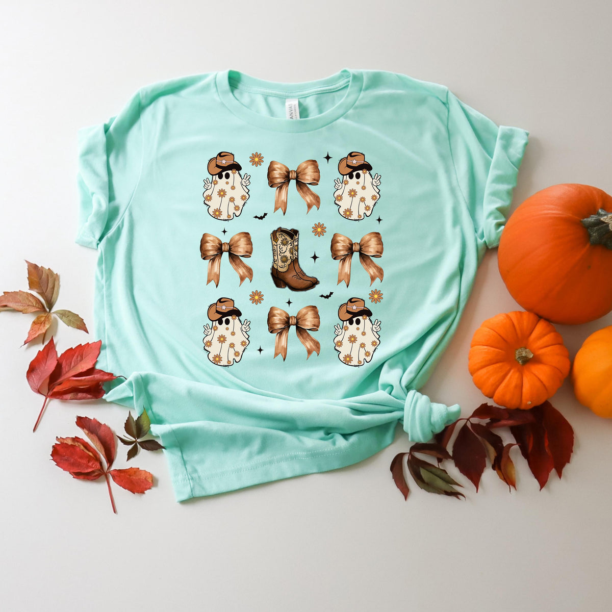 Coquette Halloween Shirt: Cowboy Ghost, Western Boot Spooky Season