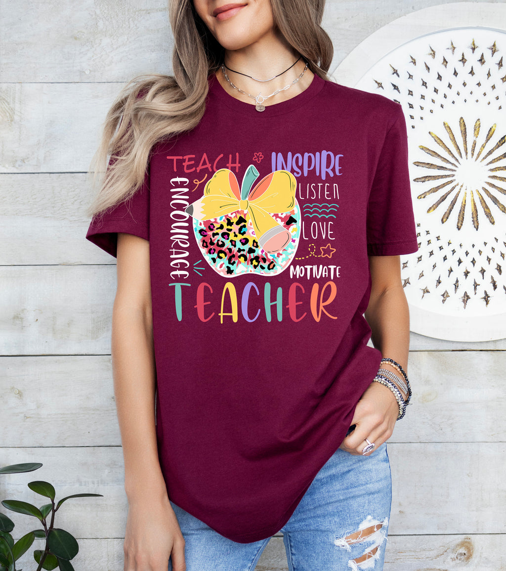 Leopard Apple Teacher Shirt: Back To School Appreciation Gift