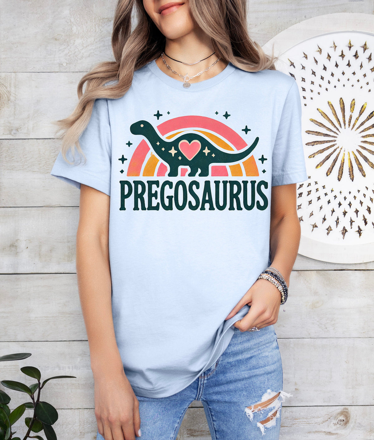 Pregosaurus Maternity Sweatshirt: Pregnancy Announcement Dinosaur Shirt