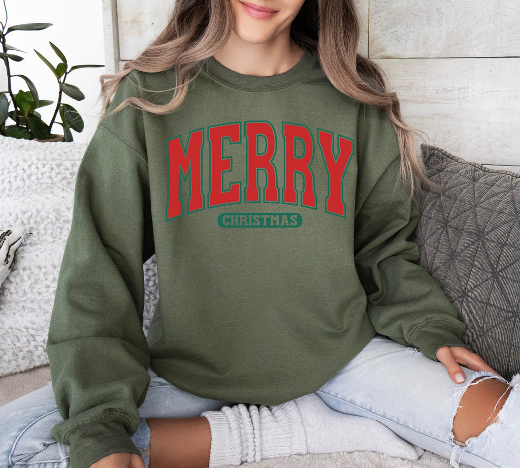 Retro Merry Christmas Sweatshirt: Holiday Crewneck Sweater