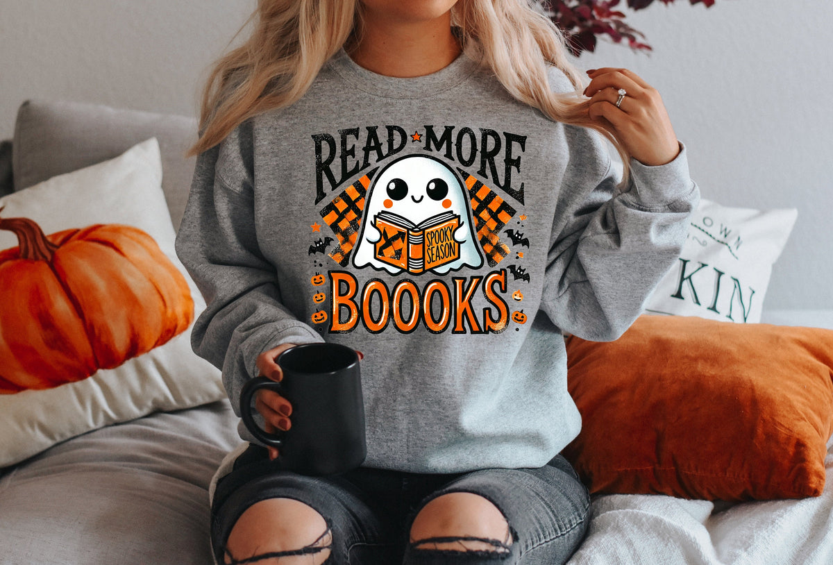 Spooky Season Teacher Shirt: Halloween Ghost Reading Books