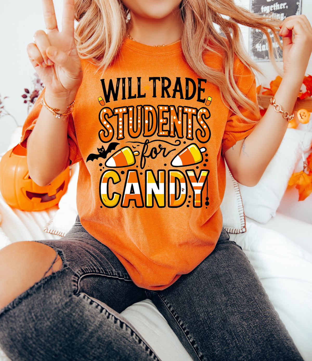 Will Trade Students for Candy Shirt, Teacher Halloween Tee