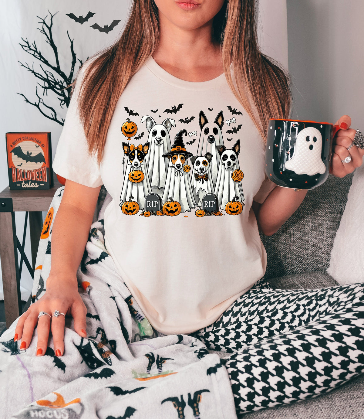 Ghost Dogs Halloween Shirt, Cute Fall Tee, Mom Halloween