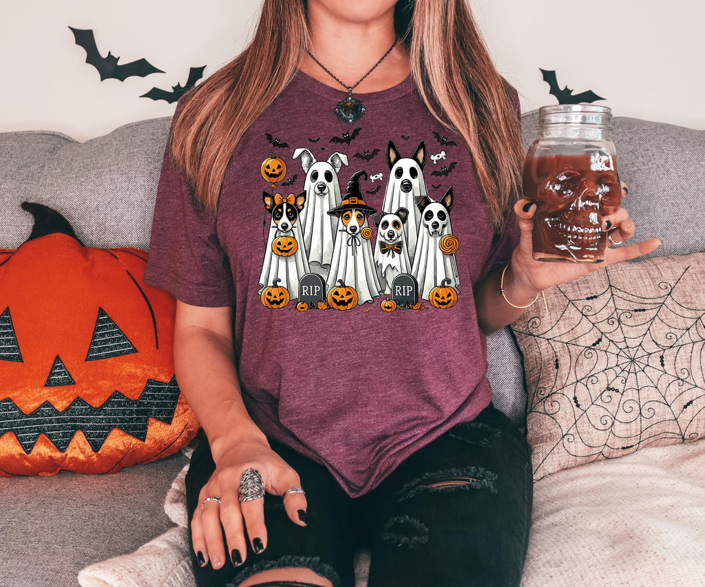 Ghost Dogs Halloween Shirt, Cute Fall Tee, Mom Halloween