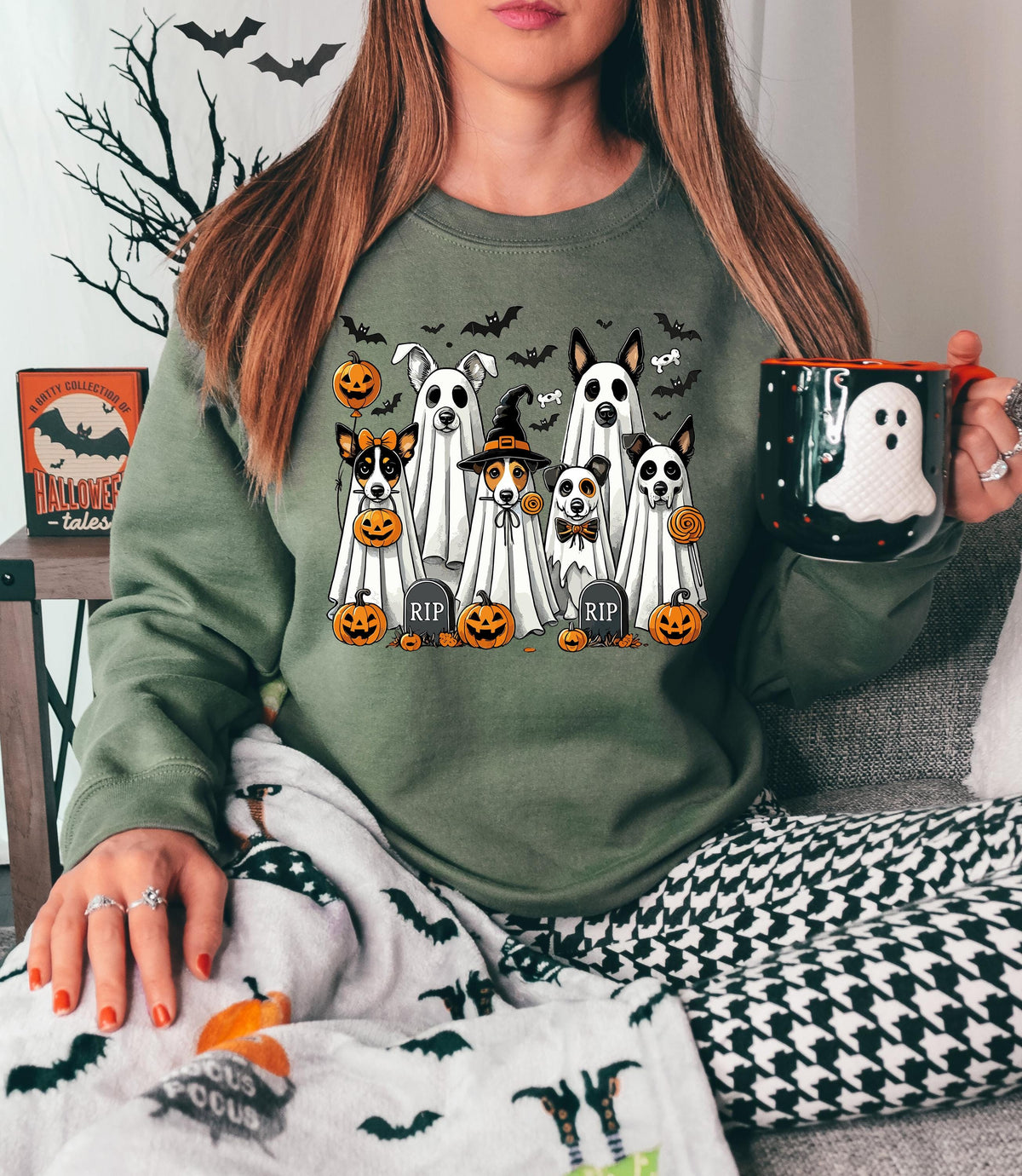 Ghost Dogs Halloween Shirt, Cute Fall Tee, Mom Halloween