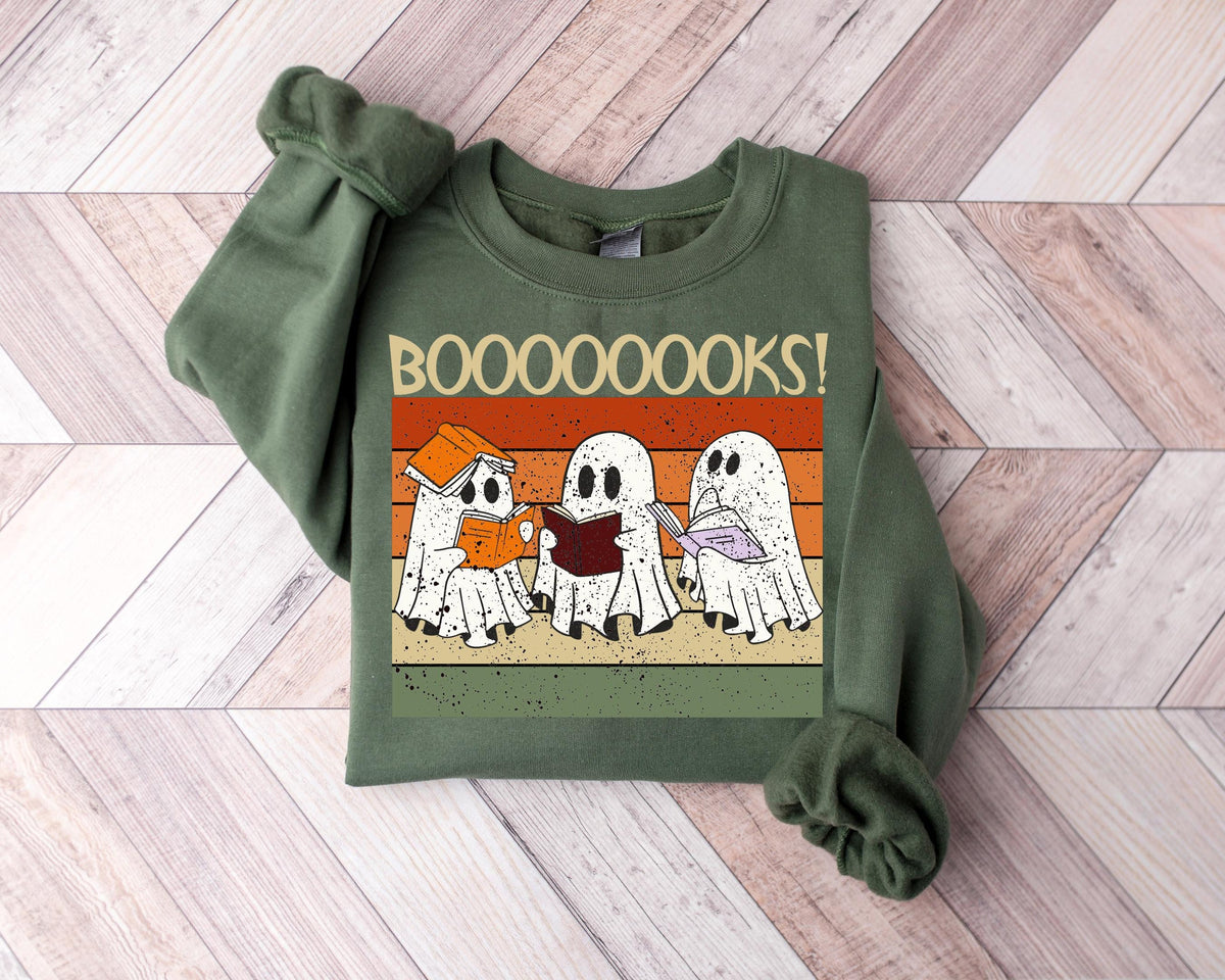 Ghost Book Sweatshirt, Halloween Librarian Shirt, Spooky Season