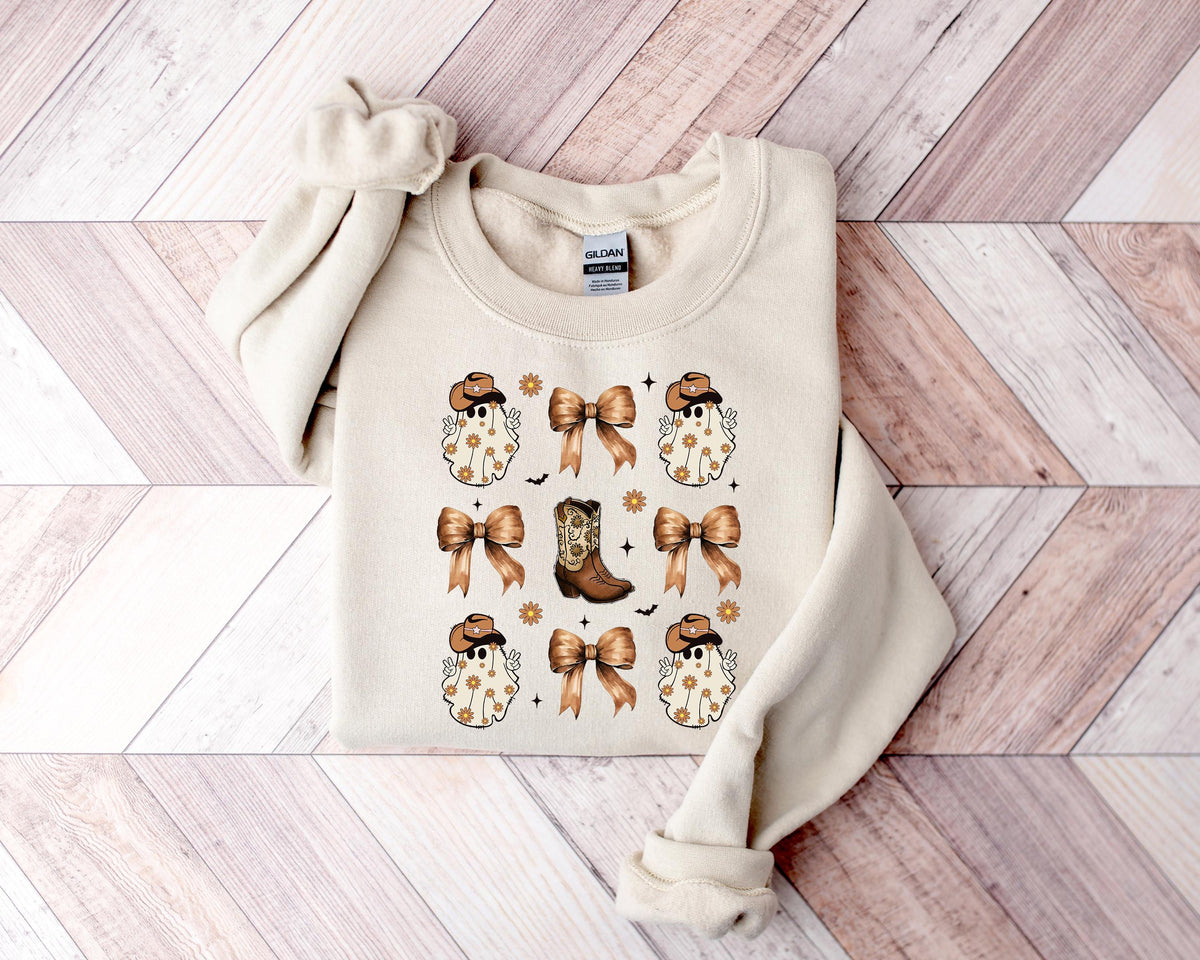Coquette Halloween Shirt: Cowboy Ghost, Western Boot Spooky Season