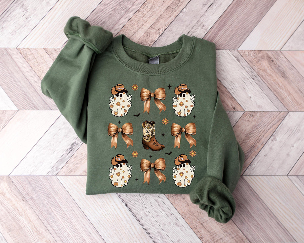 Coquette Halloween Shirt: Cowboy Ghost, Western Boot Spooky Season