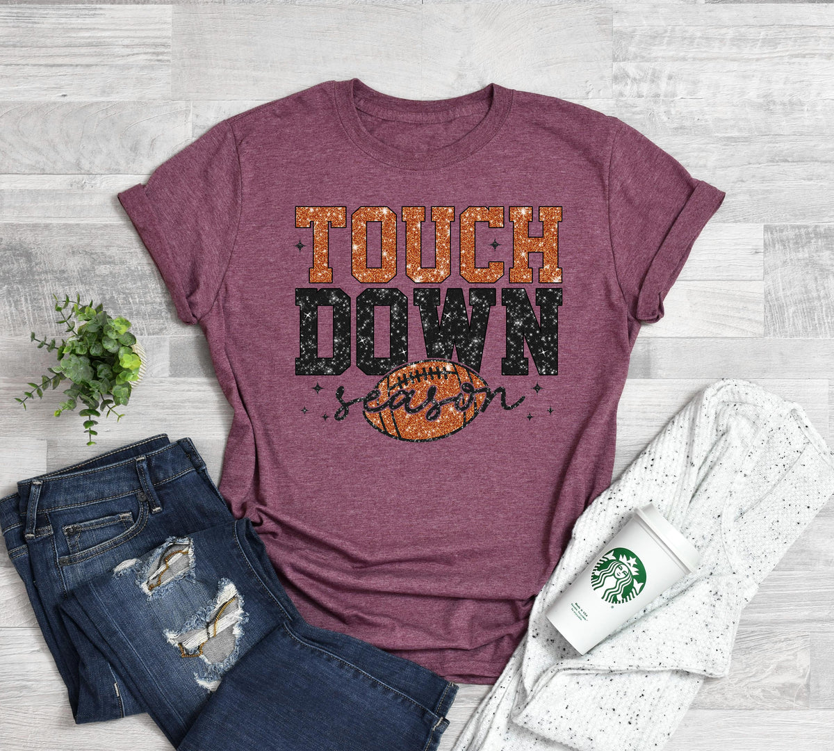 Touchdown Season Sweatshirt: Game Day Football Graphic Tee