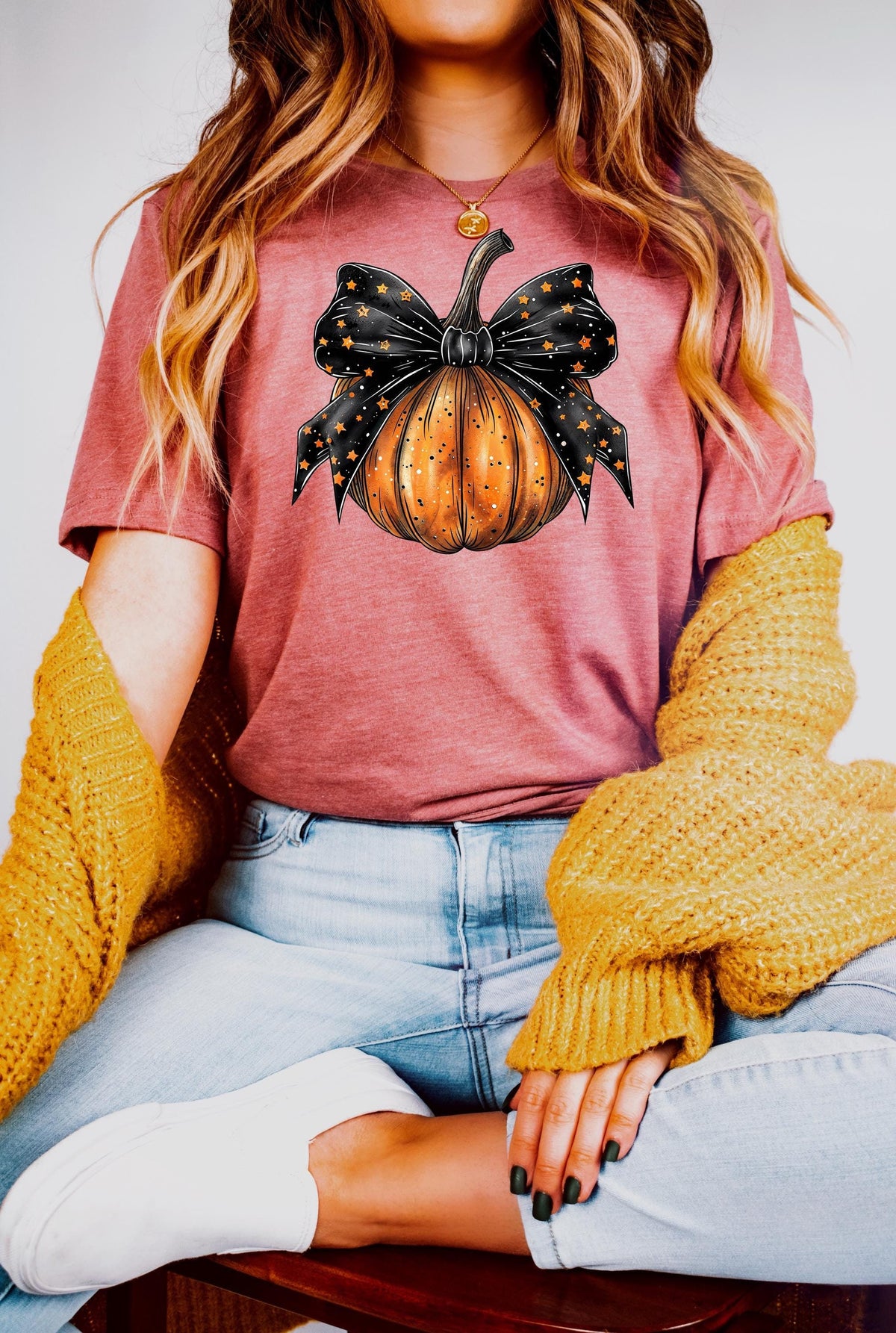 Retro Pumpkin Bow Shirt: Coquette Halloween Tee, Fall Vibes