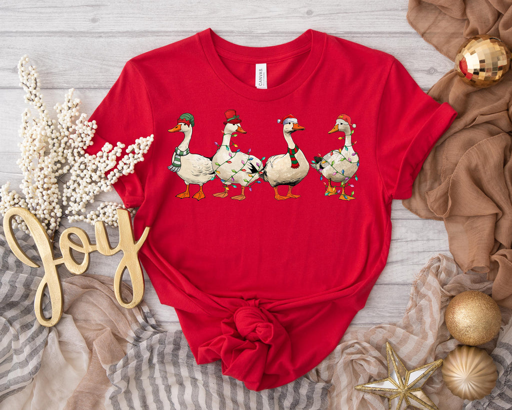 Funny Duck Christmas Lights Shirt: Holiday Crewneck Sweatshirt