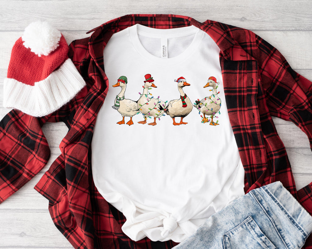Funny Duck Christmas Lights Shirt: Holiday Crewneck Sweatshirt