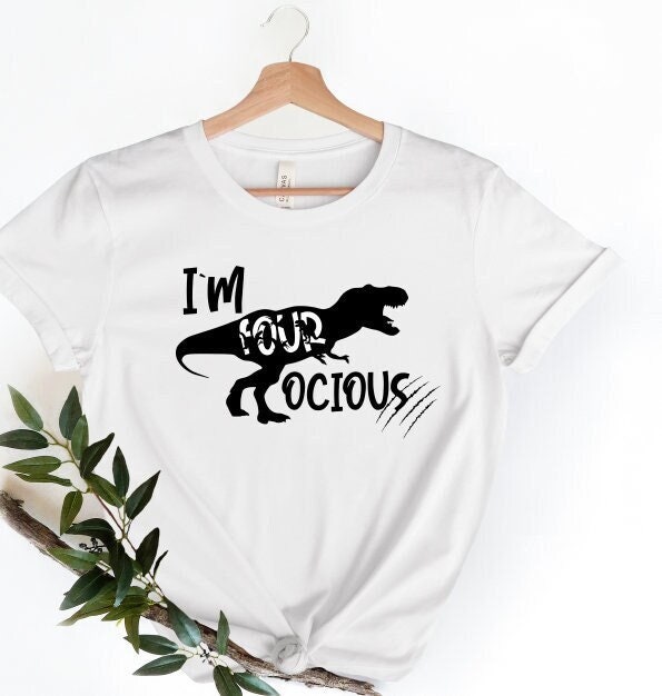 I'm Four-Ocious Dinosaur Shirt: 4th Birthday Dino Tee