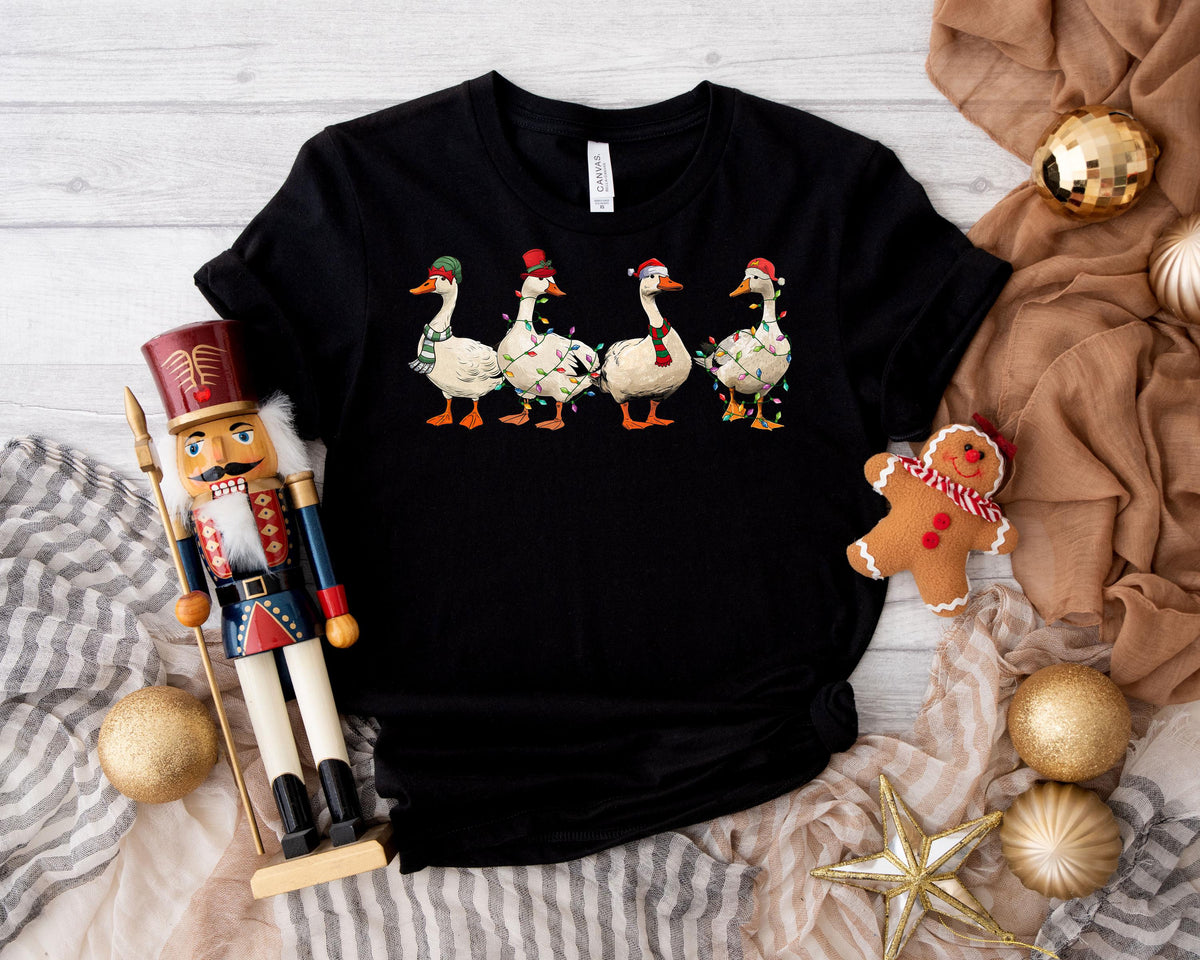Funny Duck Christmas Lights Shirt: Holiday Crewneck Sweatshirt
