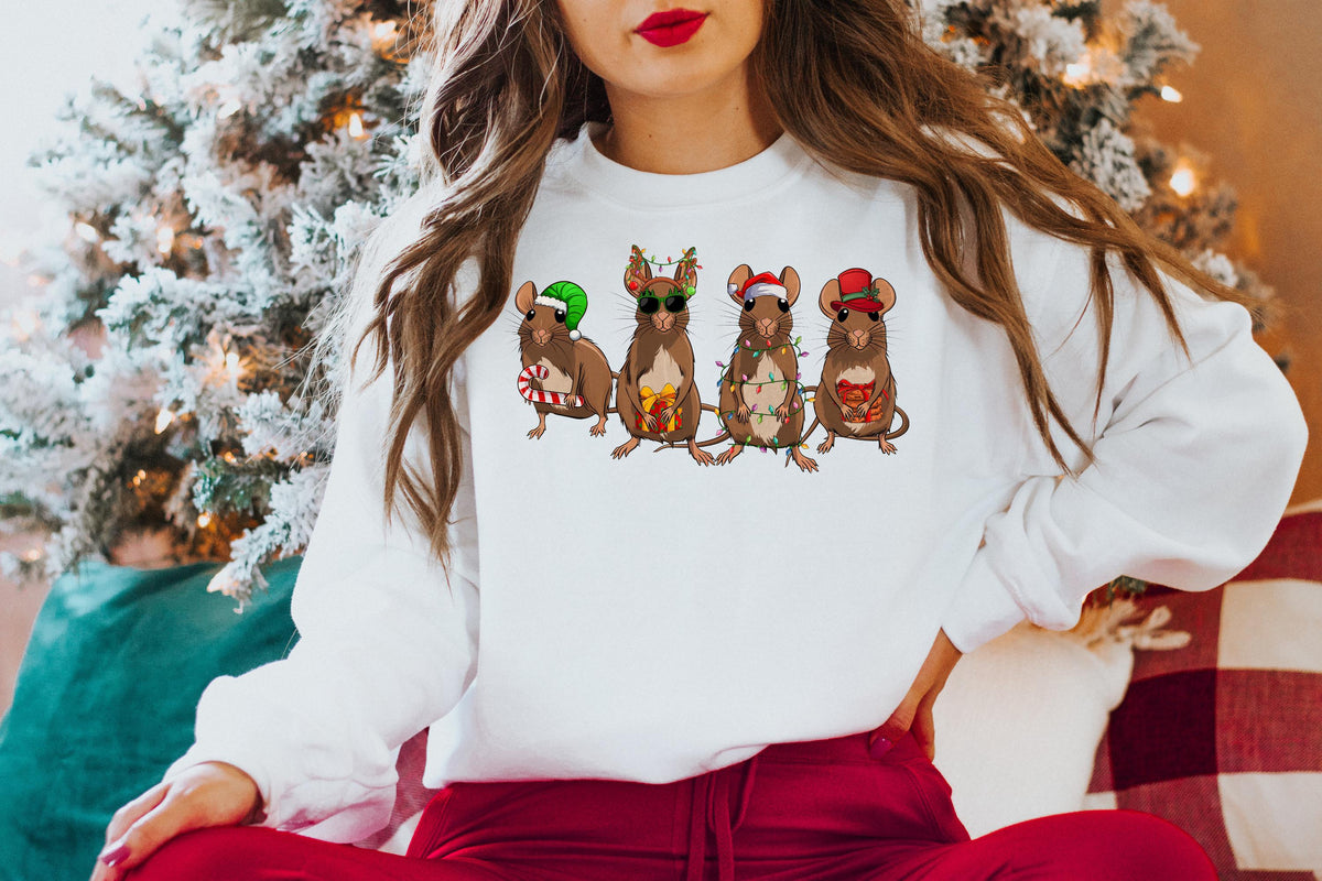 Christmas Mouse Sweatshirt: Funny Holiday Rat Tee